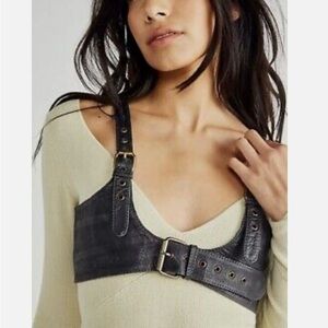 Free People Rebel Leather Harness in black size medium